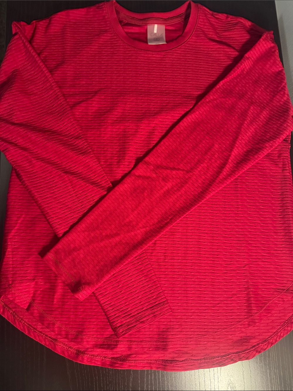 Calia Bright Red Long Sleeve Ribbed Top